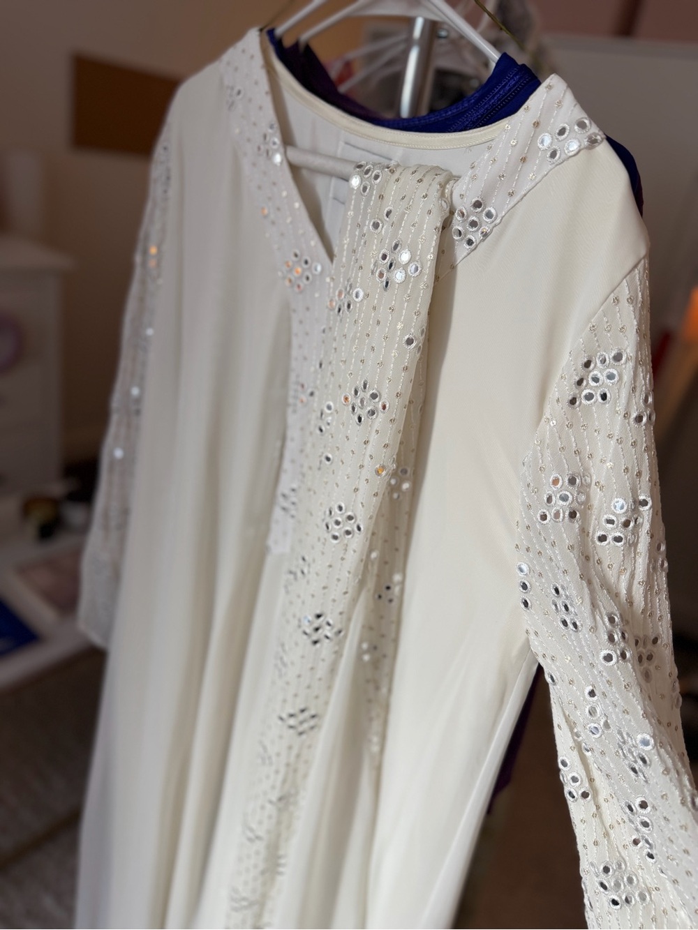 Mirrored Trim Ivory Kaftan